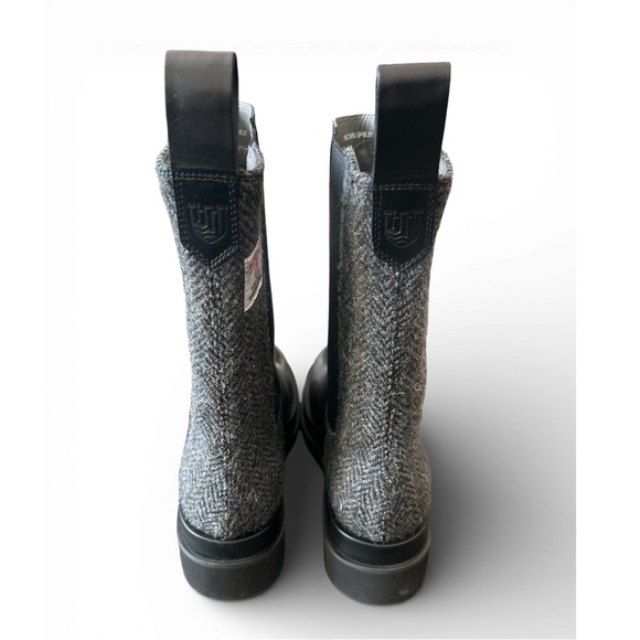 Islander Tara Chunky Black Boots with Harris Tweed accent - Picture 4 of 7
